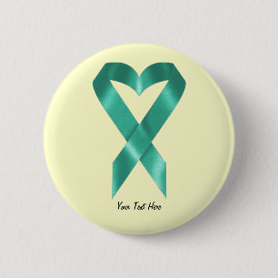 Macaron Rond 5 Cm Ruban turquoise de conscience (personnalisable)