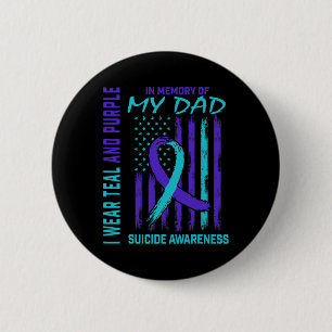 Macaron Rond 5 Cm Ruban turquoise Violet En Mémoire De Papa Suicide