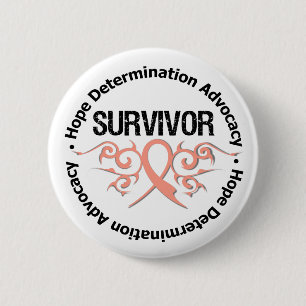 Macaron Rond 5 Cm Ruban utérin de tribal de survivant de Cancer