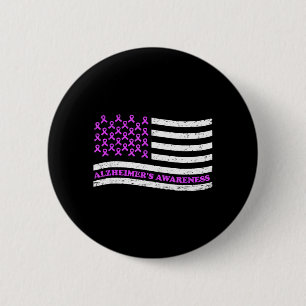 Macaron Rond 5 Cm Ruban Violet Alzheimer Maladie Usa