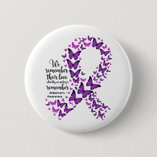 Macaron Rond 5 Cm Ruban Violet de Sensibilisation à la Maladie d'Alz
