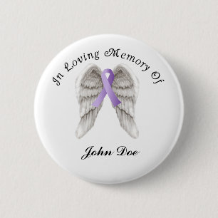 Macaron Rond 5 Cm Ruban Violet Tout Cancer En Mémoire