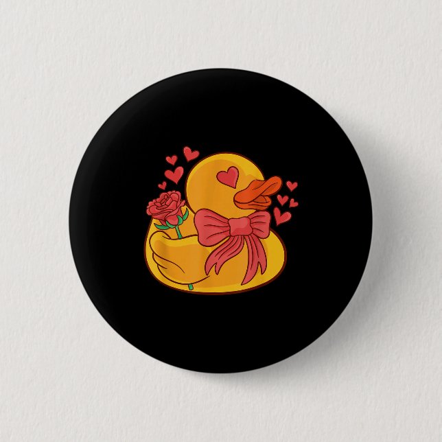 Macaron Rond 5 Cm Rubber Duck Valentines Day Rubber Duckie  (Devant)