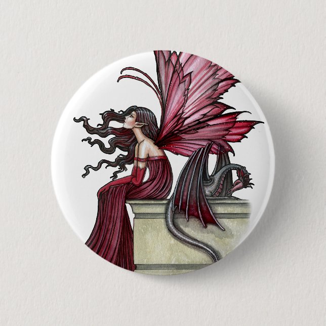 Macaron Rond 5 Cm Ruby Gothic Red Fairy and Dragon (Devant)