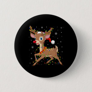 Macaron Rond 5 Cm Rudolph au nez rouge renne pour hommes femmes enfa