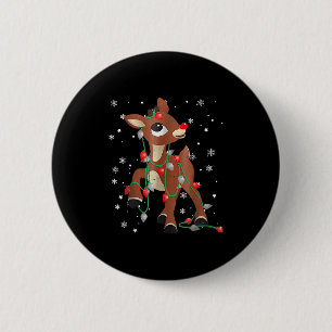 Macaron Rond 5 Cm Rudolph Mignonne Rindeer Rouge Nez Pour Les Enfant