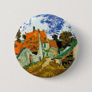 Macaron Rond 5 Cm Rue du village à Auvers, Vincent van Gogh
