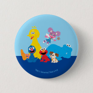 Macaron Rond 5 Cm Rue Sésame   Coloré Sesame Street Pals