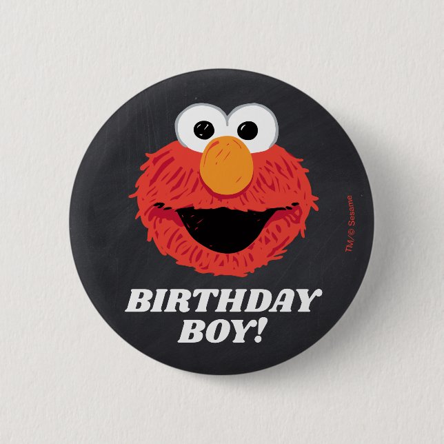 Macaron Rond 5 Cm Rue Sésame | Elmo Birthday Chalkboard Boy (Devant)