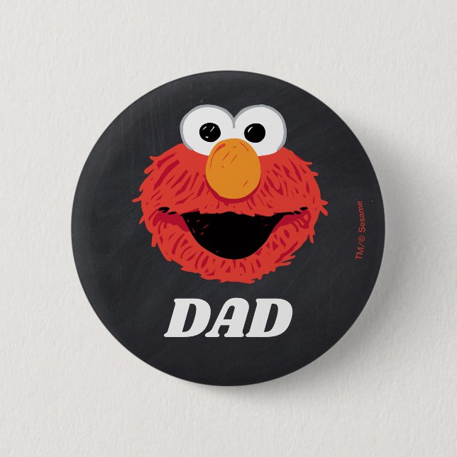 Macaron Rond 5 Cm Rue Sésame | Elmo Birthday Chalkboard Papa (Devant)