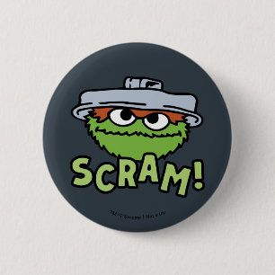 Macaron Rond 5 Cm Rue Sésame   Oscar the Grouch Scram!