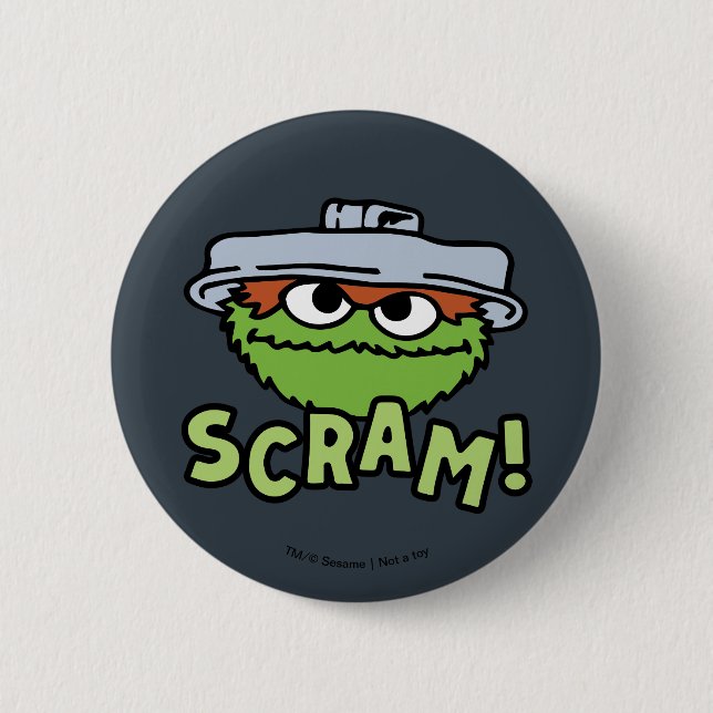 Macaron Rond 5 Cm Rue Sésame | Oscar the Grouch Scram! (Devant)