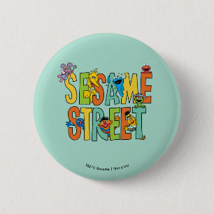 Macaron Rond 5 Cm Rue Sésame   Sesame Street Type Pals