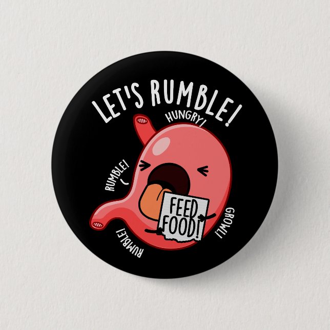 Macaron Rond 5 Cm Rumble Funny Stomach Pun Dark BG (Devant)