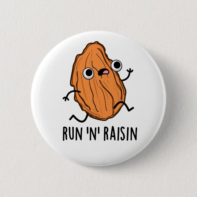 Macaron Rond 5 Cm Run N Raisin Funny Food Pun (Devant)
