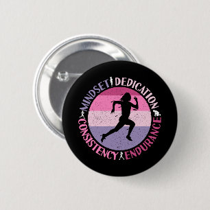 Macaron Rond 5 Cm Running Mindset - Citation d'endurance de la fille