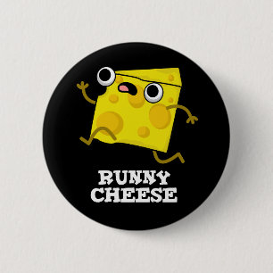 Macaron Rond 5 Cm Runny Cheese Funny Food Pun Dark BG