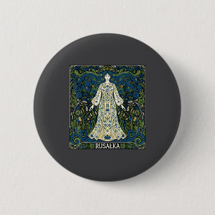 Macaron Rond 5 Cm Rusalka slave de l'eau mythe païen art folklorique