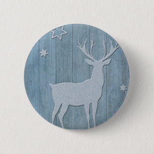 Macaron Rond 5 Cm Russe Bleu Bois Reindeer Pays Noël