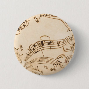 Macaron Rond 5 Cm Rustic Antique Musical Notes