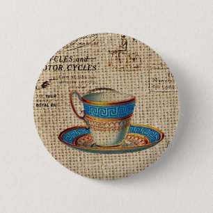 Macaron Rond 5 Cm Rustic english country tea party blue teacup