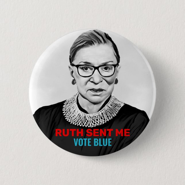 Macaron Rond 5 Cm Ruth M'A Envoyé Vote Blue 2020 Élections Démocrate (Devant)