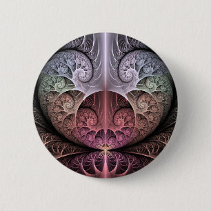 Macaron Rond 5 Cm Rythme cardiaque, art fractal de fantaisie surréal
