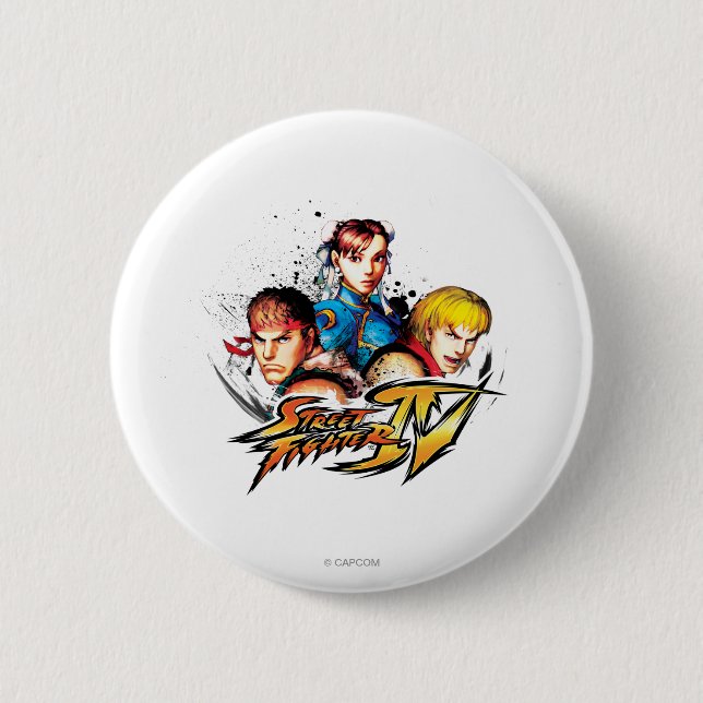 Macaron Rond 5 Cm Ryu, Ken et Chun-Li (Devant)