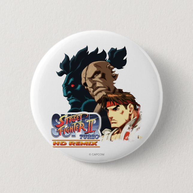 Macaron Rond 5 Cm Ryu, Sagat et Akuma (Devant)