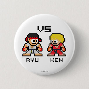 Macaron Rond 5 Cm Ryu VS Ken 8 bits