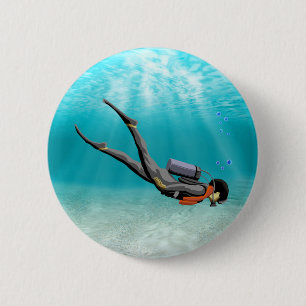 Macaron Rond 5 Cm S.C.U.B.A. Plongeur