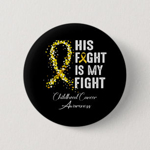 Macaron Rond 5 Cm Sa lutte est ma lutte Ruban d'or Cancer infantile