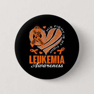 Macaron Rond 5 Cm Sa lutte est ma lutte Ruban orange cœur Sensibilis