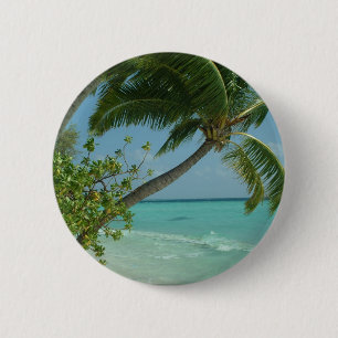 Macaron Rond 5 Cm Sable de plage Tropical Sable Eau Soleil Océan Vag