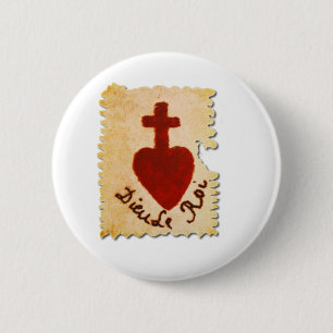 Macaron Rond 5 Cm Sacré-Coeur Vendée-Dieu, le Roi catholique