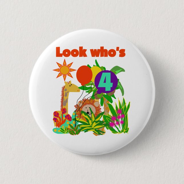 Macaron Rond 5 Cm Safari 4e anniversaire Tshirts et cadeaux (Devant)