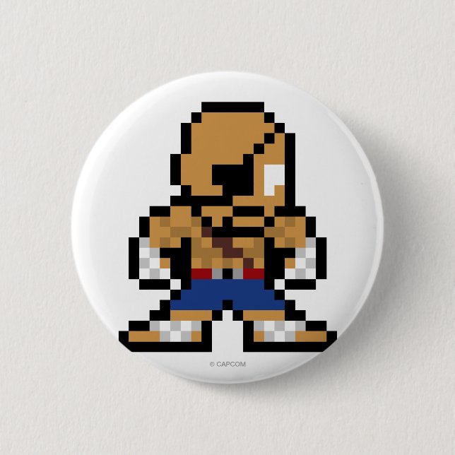 Macaron Rond 5 Cm Sagat à 8 bits (Devant)