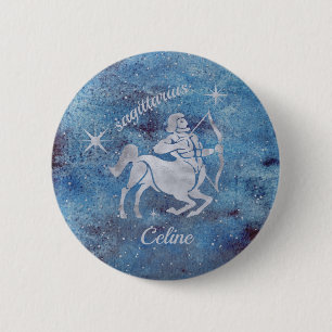 Macaron Rond 5 Cm Sagittarius Zodiac Sign Button