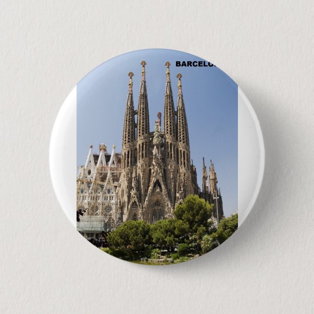 Macaron Rond 5 Cm Sagrada Familia Barcelone Espagne (Devant)