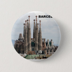 Macaron Rond 5 Cm SAGRADA FAMILIA BARCELONE ESPAGNE (St.K)