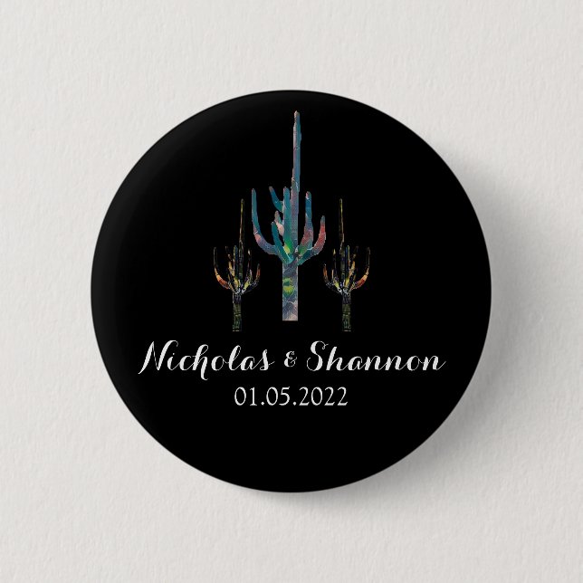 Macaron Rond 5 Cm Saguaro Cactus Mariage personnalisé (Devant)