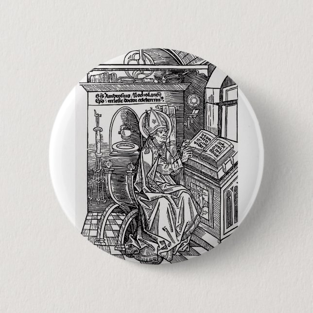 Macaron Rond 5 Cm Saint Ambrose de Milan (Devant)