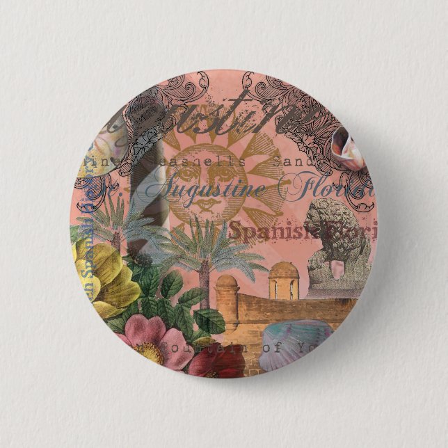 Macaron Rond 5 Cm saint augustine florida voyage art antique (Devant)