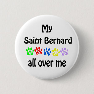 Macaron Rond 5 Cm Saint Bernard Walks Design