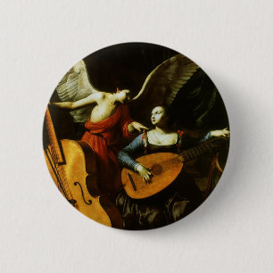 Macaron Rond 5 Cm Saint Cecilia et l'ange par Carlo Saraceni