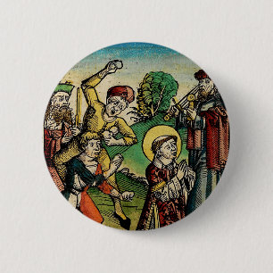 Macaron Rond 5 Cm Saint Étienne le Protomartyr Iconographie d'art fi