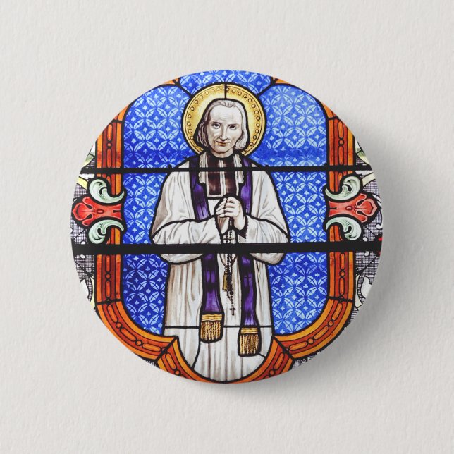 Macaron Rond 5 Cm Saint Jean Baptiste Marie Vianney (Devant)