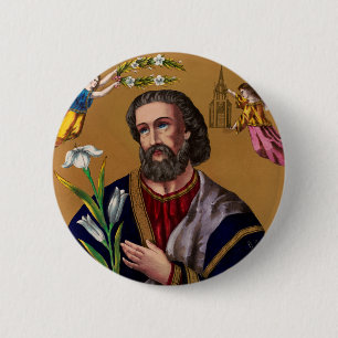 Macaron Rond 5 Cm Saint Joseph gardien de la Sainte Famille