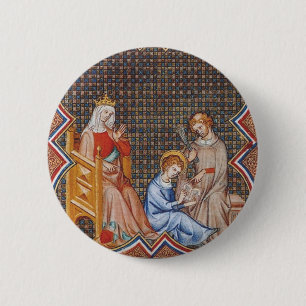 Macaron Rond 5 Cm Saint Louis IX de France Protecteur des Rois Art