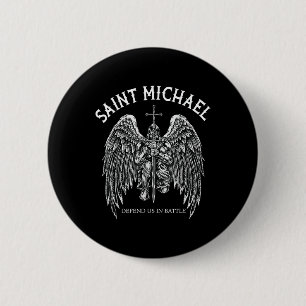 Macaron Rond 5 Cm Saint Michael Nous Défend En Bataille